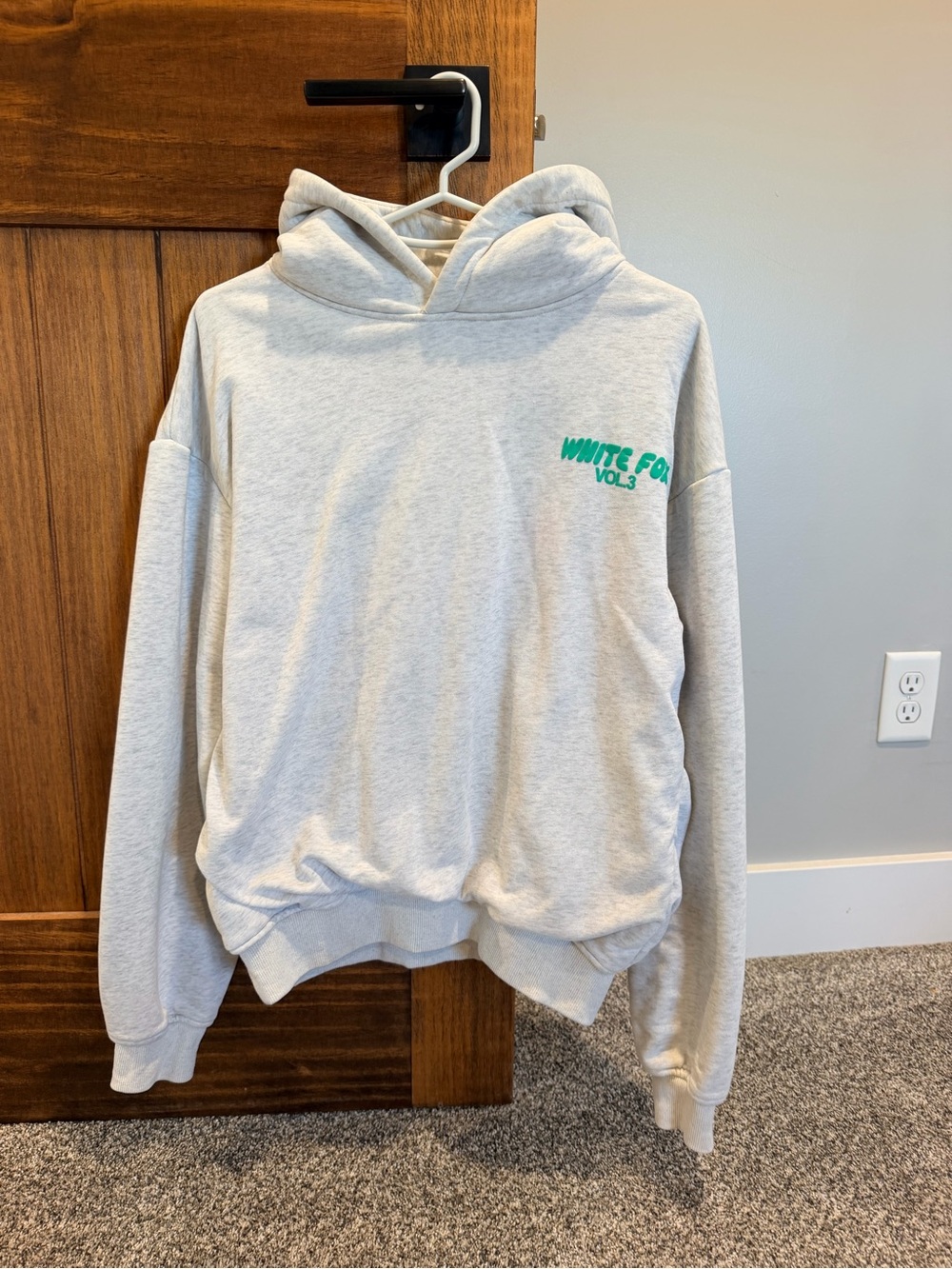 White Fox Vol.3 Light Heather Gray Hoodie with Green Logo Size XS/S